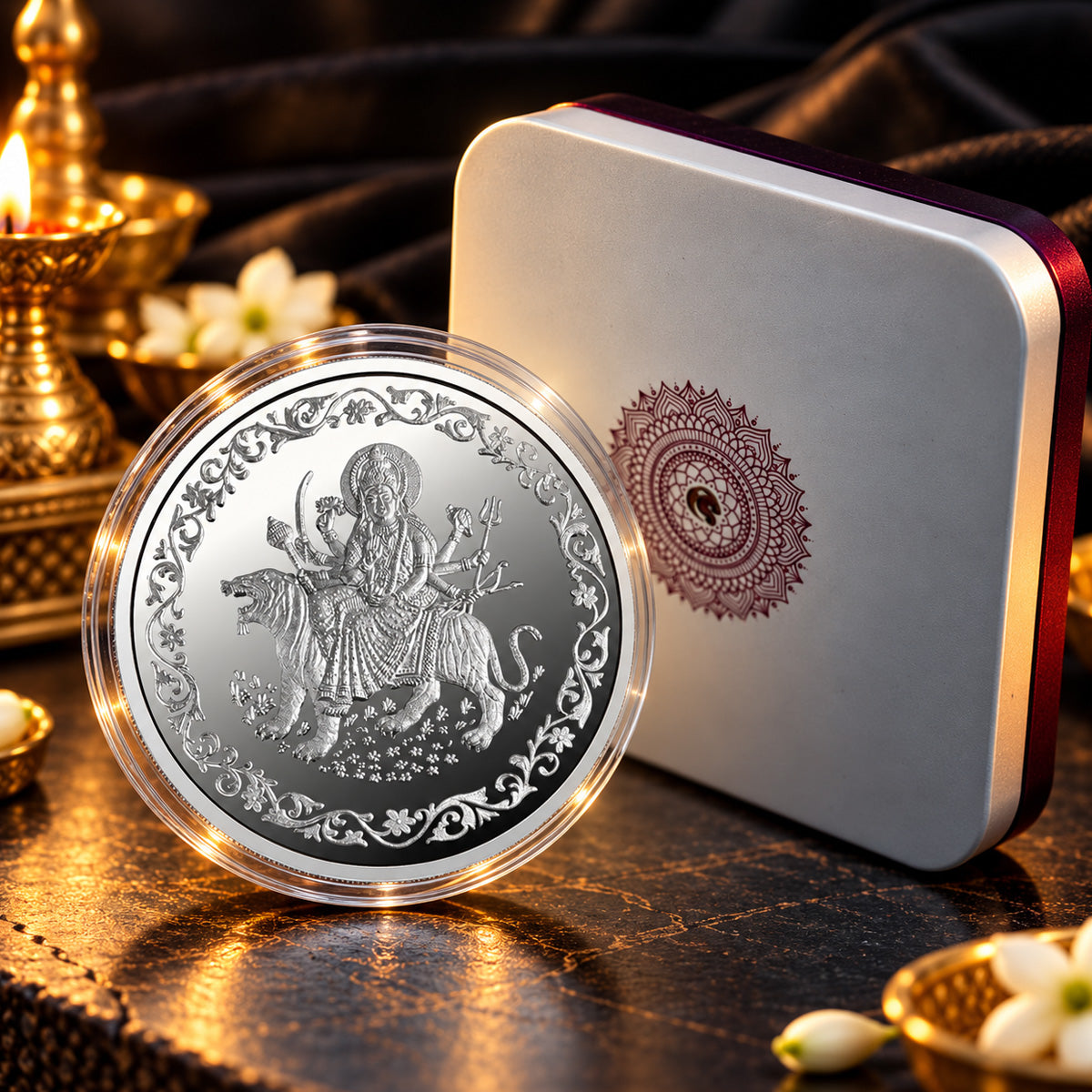 DURGA MATA - OLD DESIGN SILVER COIN 999