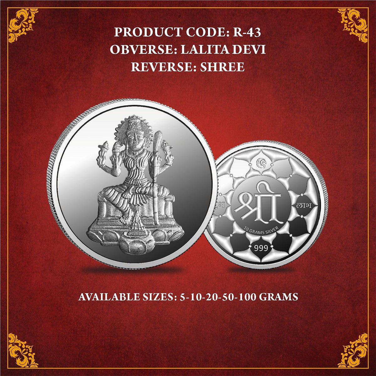 Lalita Devi Silver Coin 999