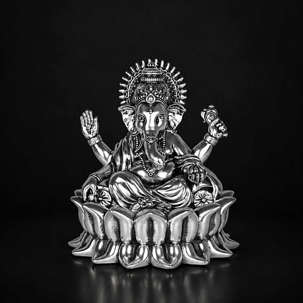 Ganpati Bappa (Lotus Ganesha) Silver Plated