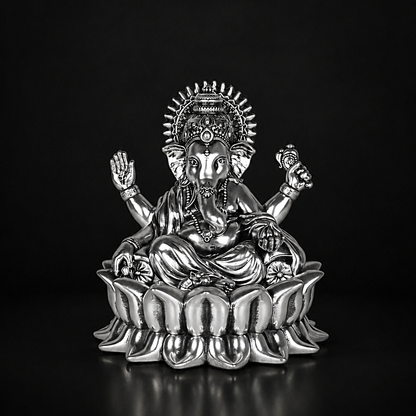 Ganpati Bappa (Lotus Ganesha) Silver Plated