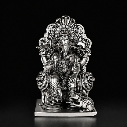Simhasan Ganesha Silver Plated