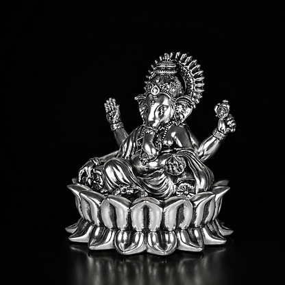 Ganpati Bappa (Lotus Ganesha) Silver Plated