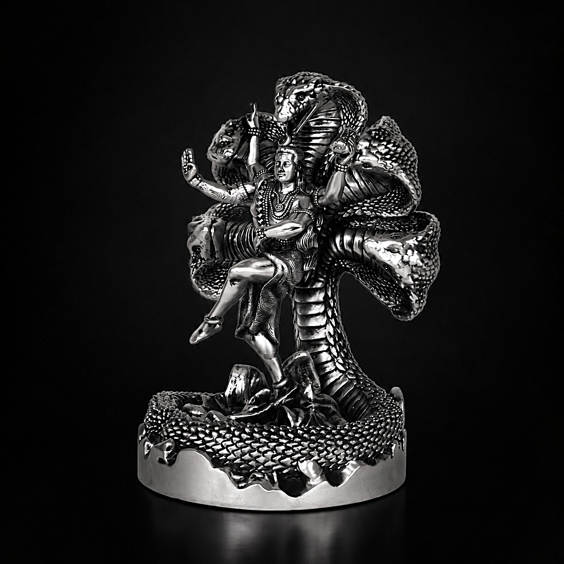 Mystical Shiva with Sheshnag Silver Plated