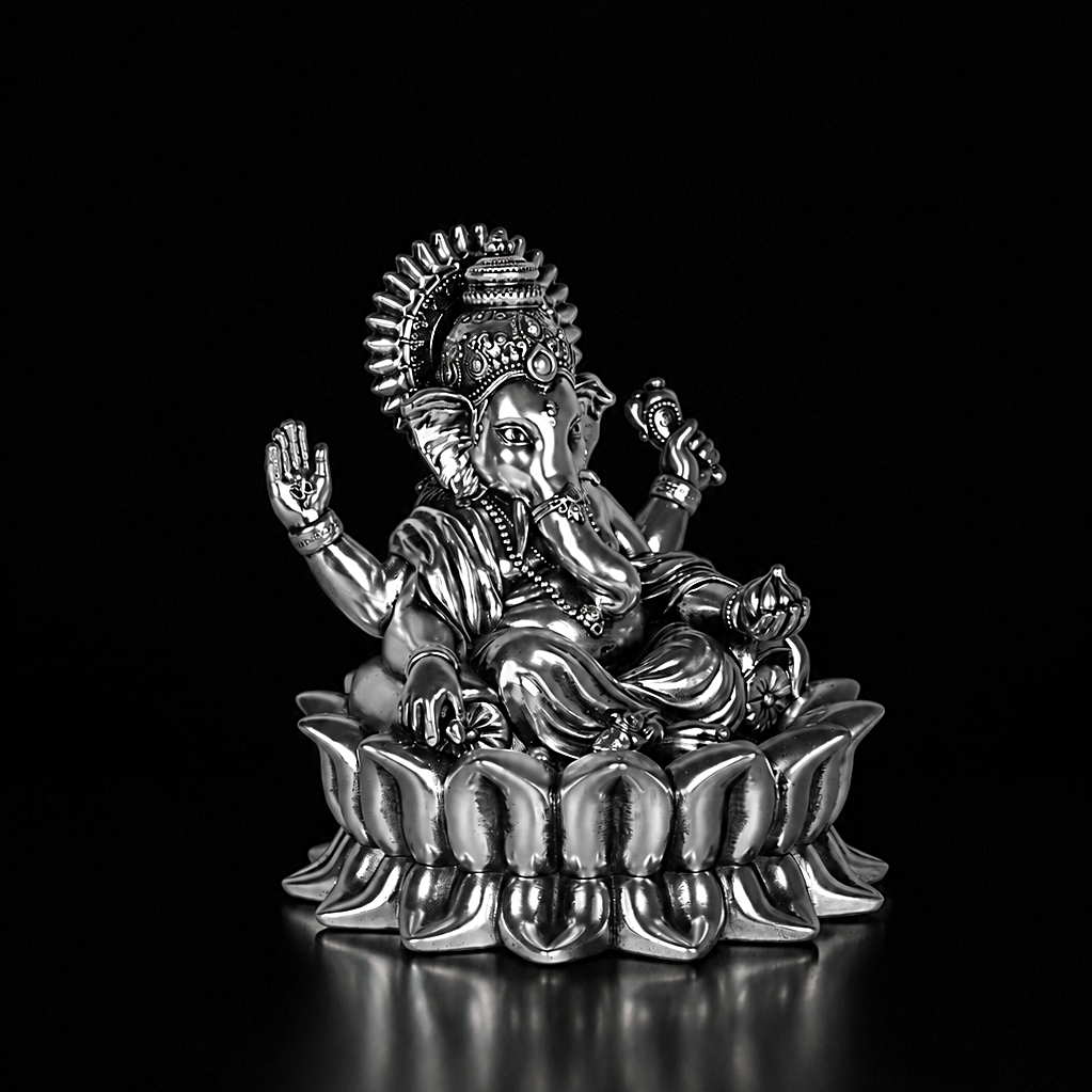 Ganpati Bappa (Lotus Ganesha) Silver Plated