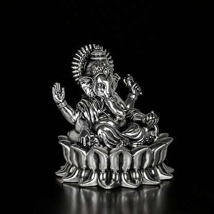 Ganpati Bappa (Lotus Ganesha) Silver Plated