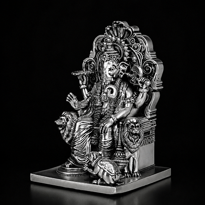 Simhasan Ganesha Silver Plated
