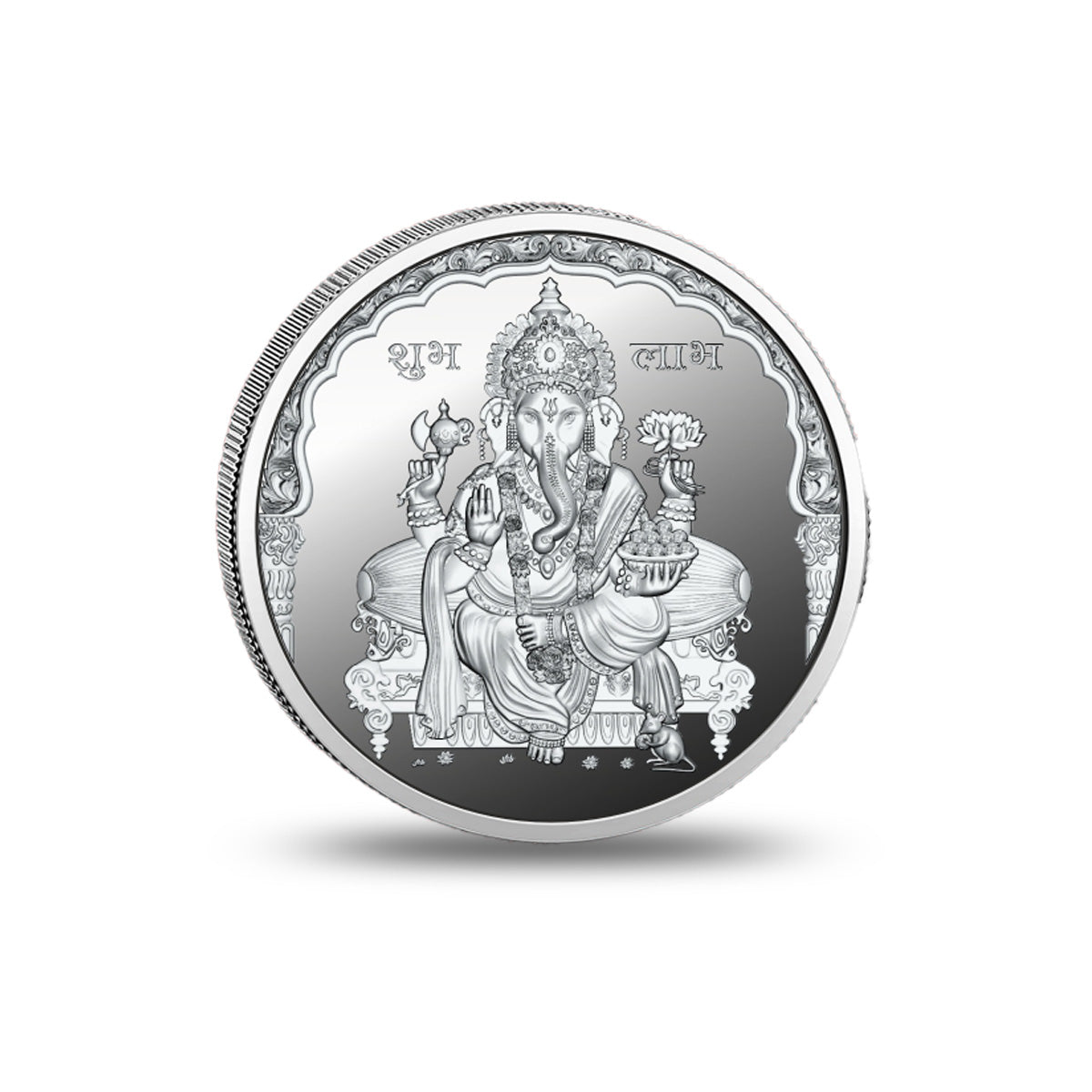 Detailed view of 999 pure silver Ganesh coin