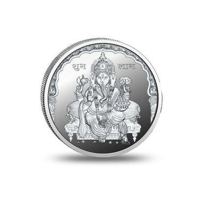 Detailed view of 999 pure silver Ganesh coin