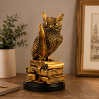 Antique Golden Owl Statue of Wisdom for Home Decor