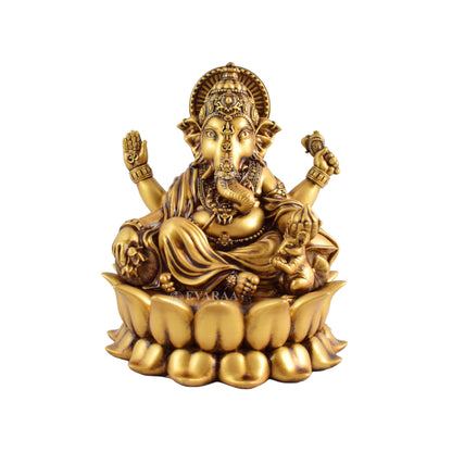 Close view of Lotus Ganesha Idol showing fine craftsmanship