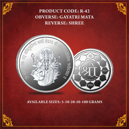 Gayatri Mata Silver Coin gift for religious occasions

