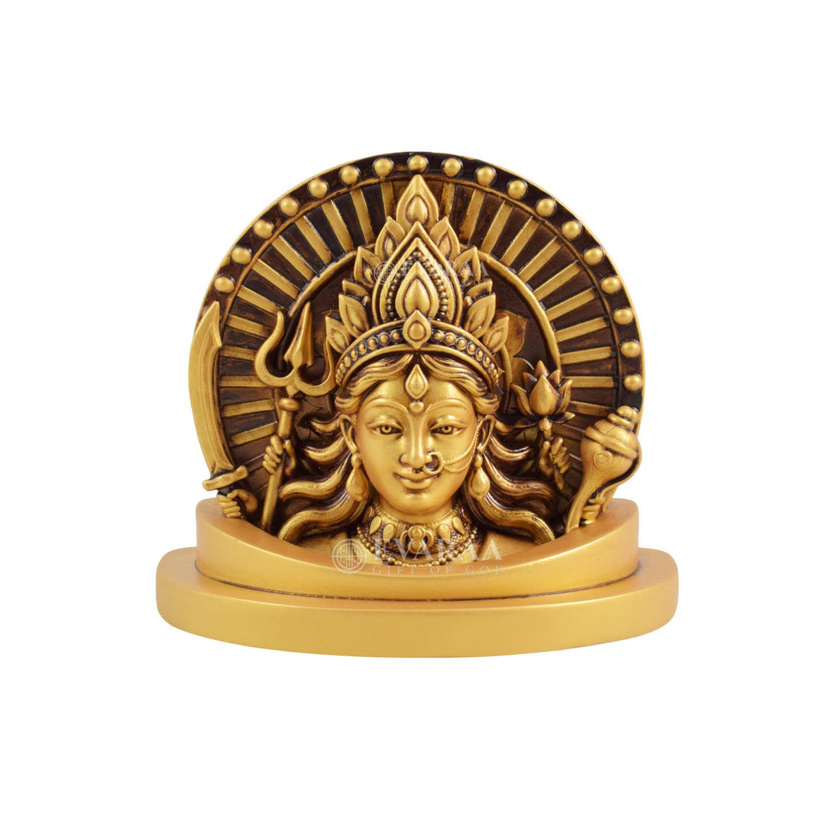 Front view of Goddess Durga Idol showing detailed artwork