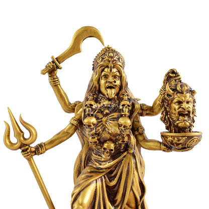 Detailed view of Goddess Kali statue with traditional artwork and finishing
