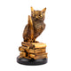 Side view of Antique Golden Owl Statue with Book Base