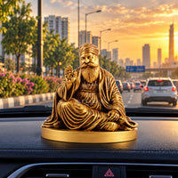 Guru Nanak Dev Ji Idol placed on car dashboard for decoration