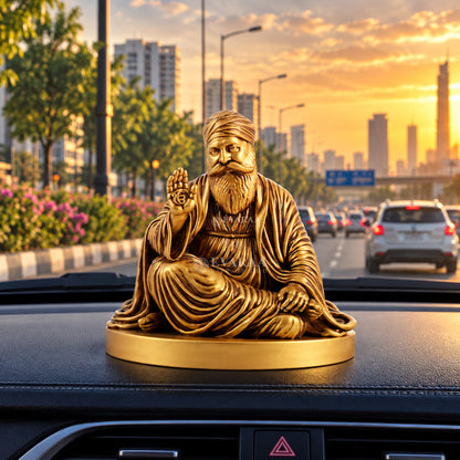 Guru Nanak Dev Ji Idol placed on car dashboard for decoration