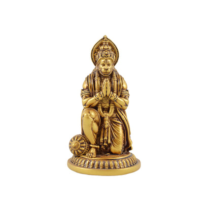 Hanuman Ji idol with traditional ornaments and decorative base