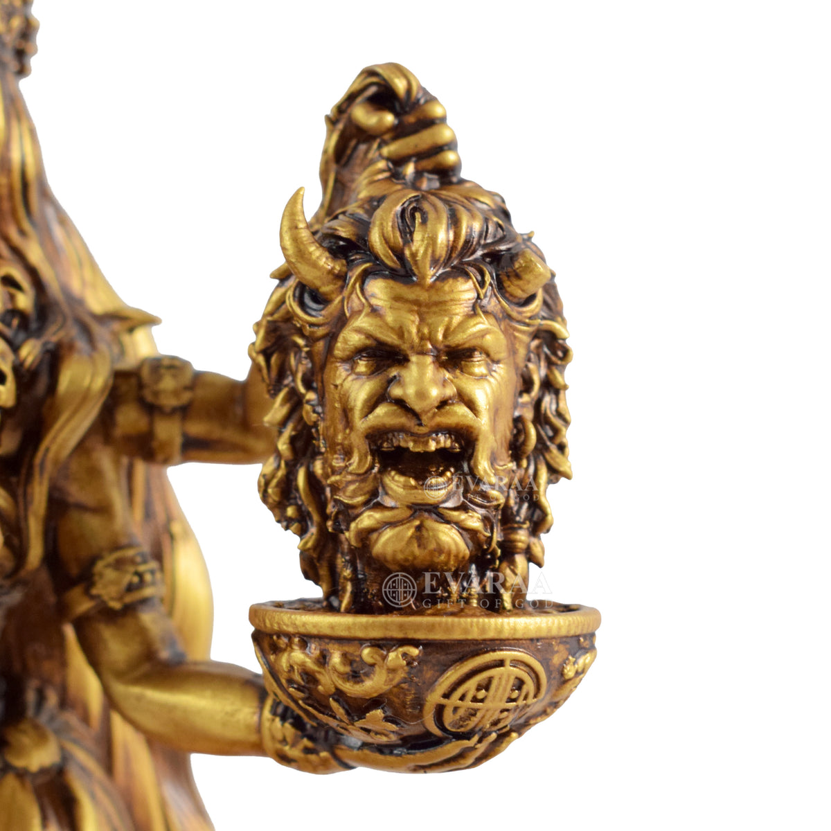 Close-up view of Kali Mata Idol face and traditional features