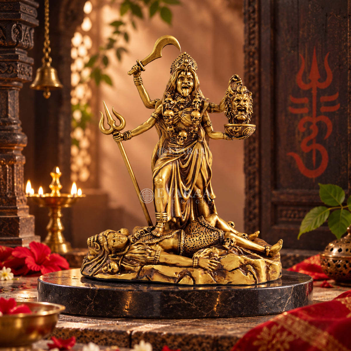 Kali Mata Idol with detailed traditional design for home temple and pooja