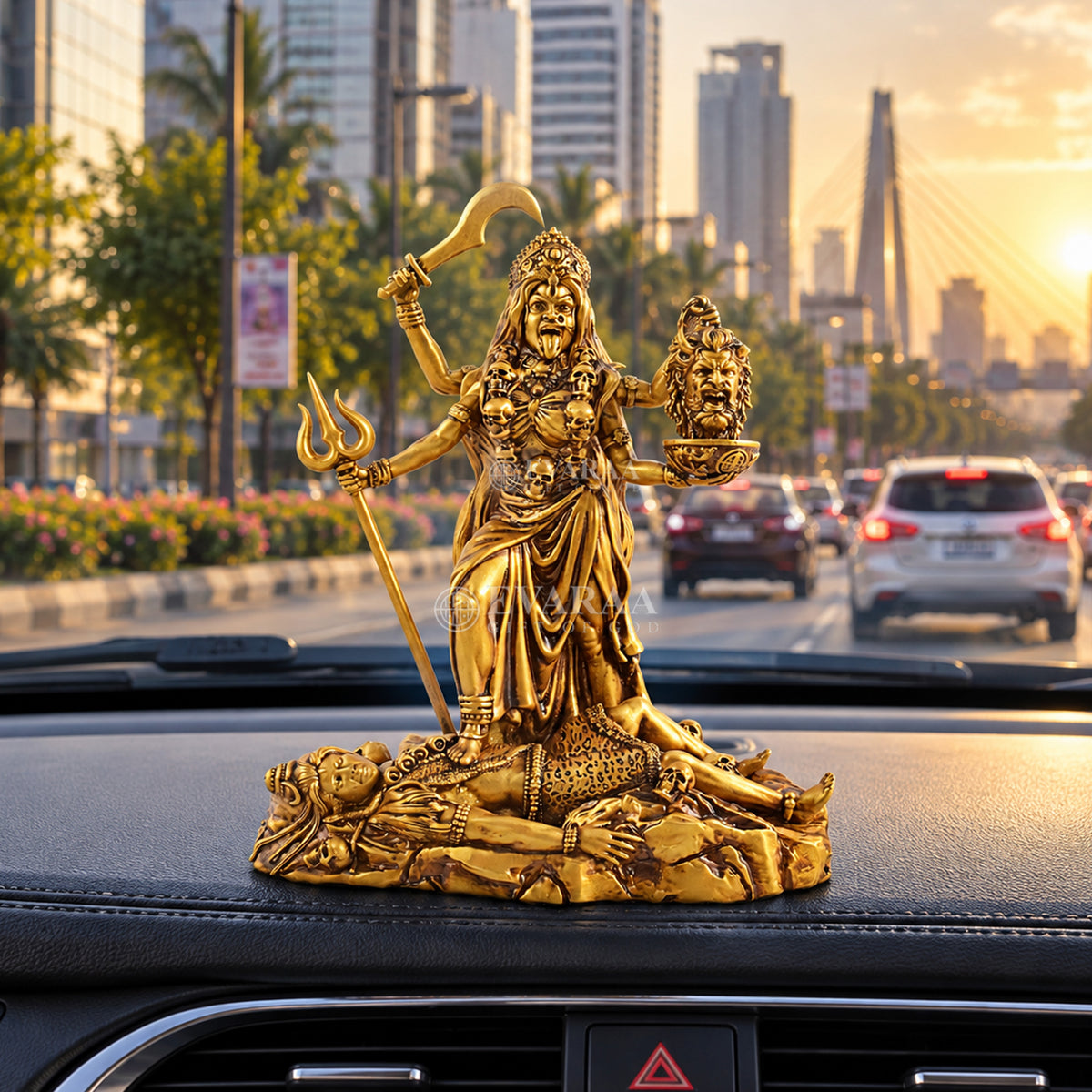Goddess Kali statue displayed in an outdoor setting with premium finish