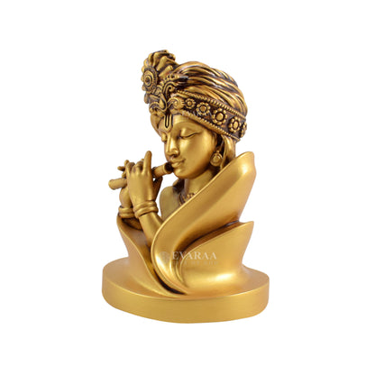 Close-up view of Krishna Idol showing flute and fine artwork