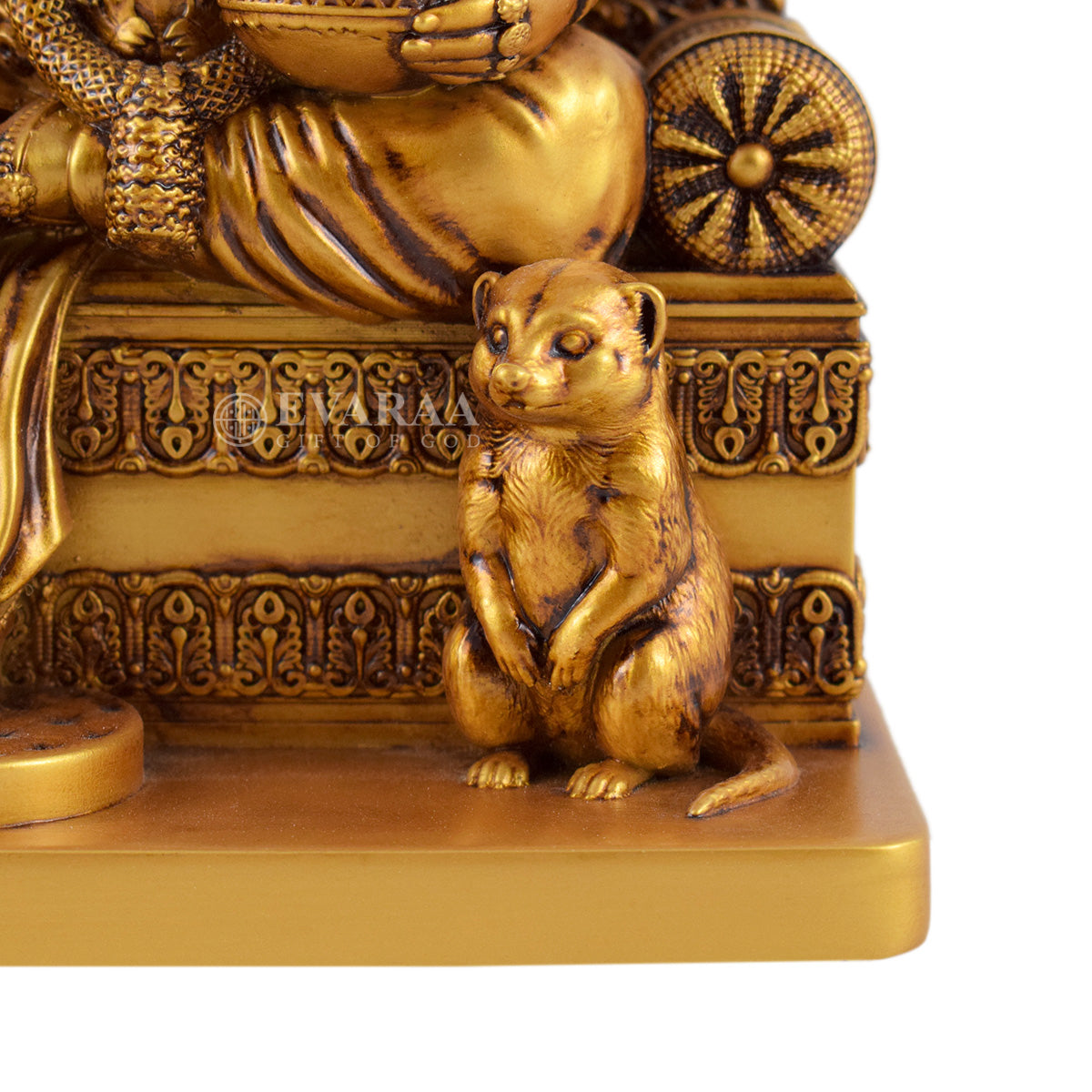 Close-up detailing of Lord Kuber Ji idol