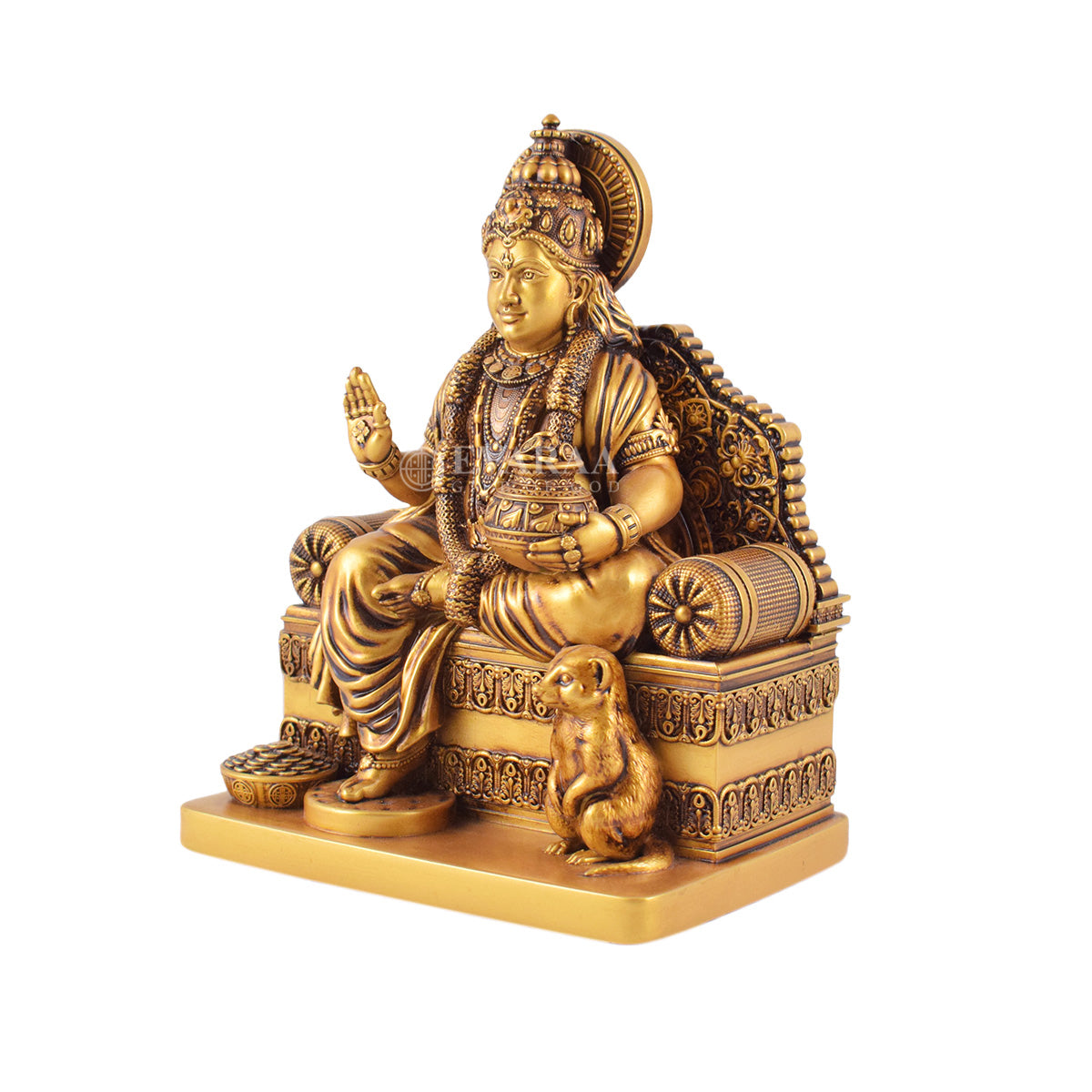 Side view of Lord Kuber Ji decorative idol