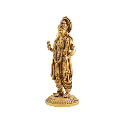 The standing Lord Ram idol shows traditional design and detailed craftsmanship