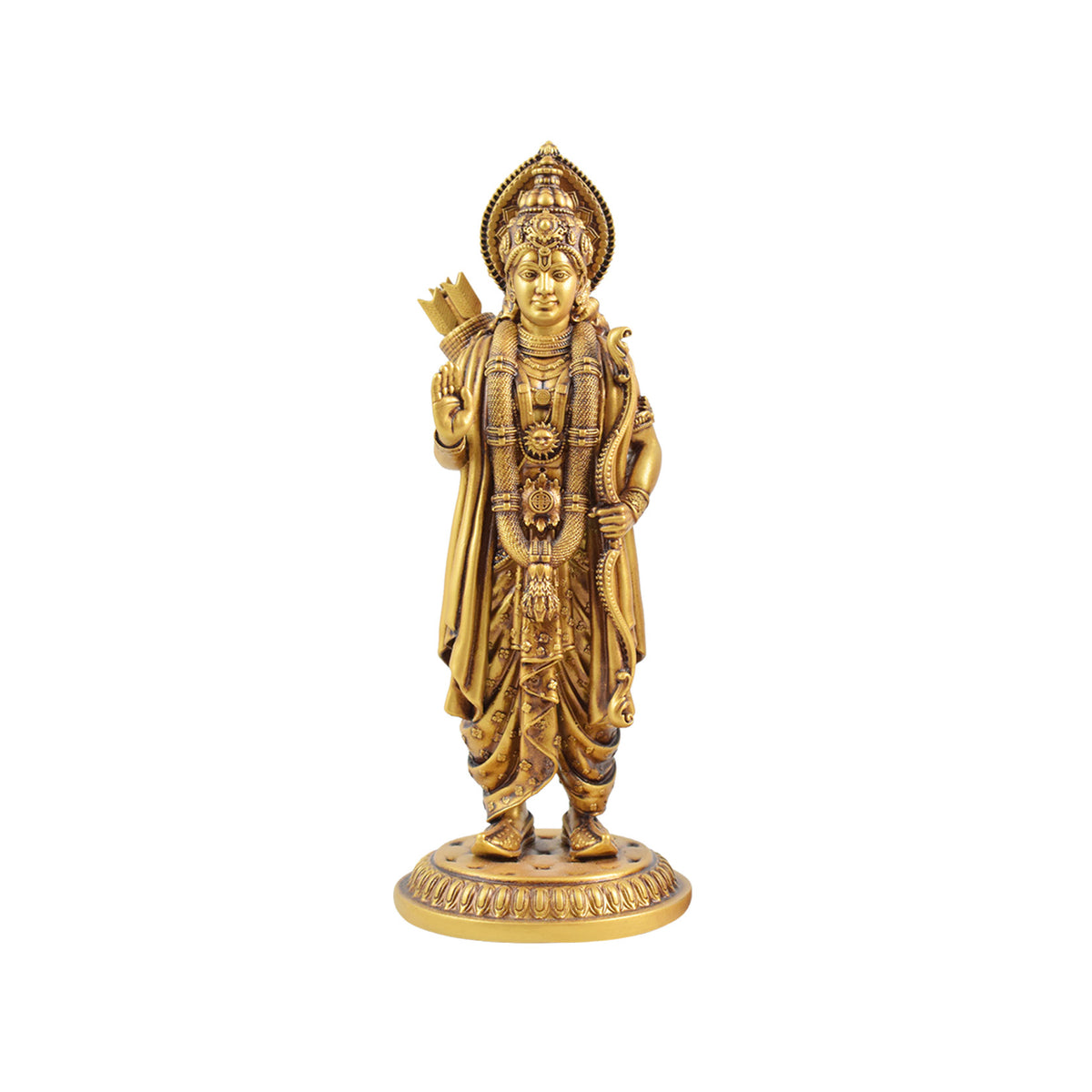 Standing Lord Ram idol with detailed traditional attire