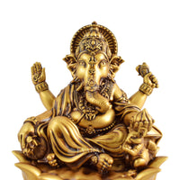 Front view of Lotus Ganesha Statue with detailed traditional design