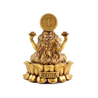 Rear view of Lotus Lakshmi statue showing smooth finishing and complete idol design