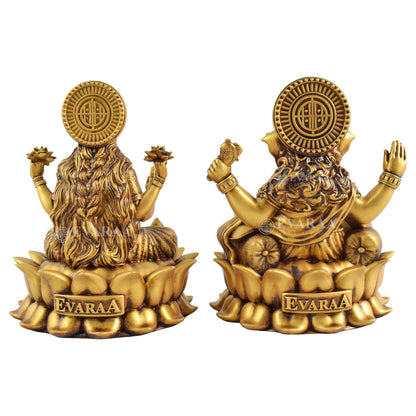 Back view of Lotus Laxmi Ganesh Statue showing complete design details