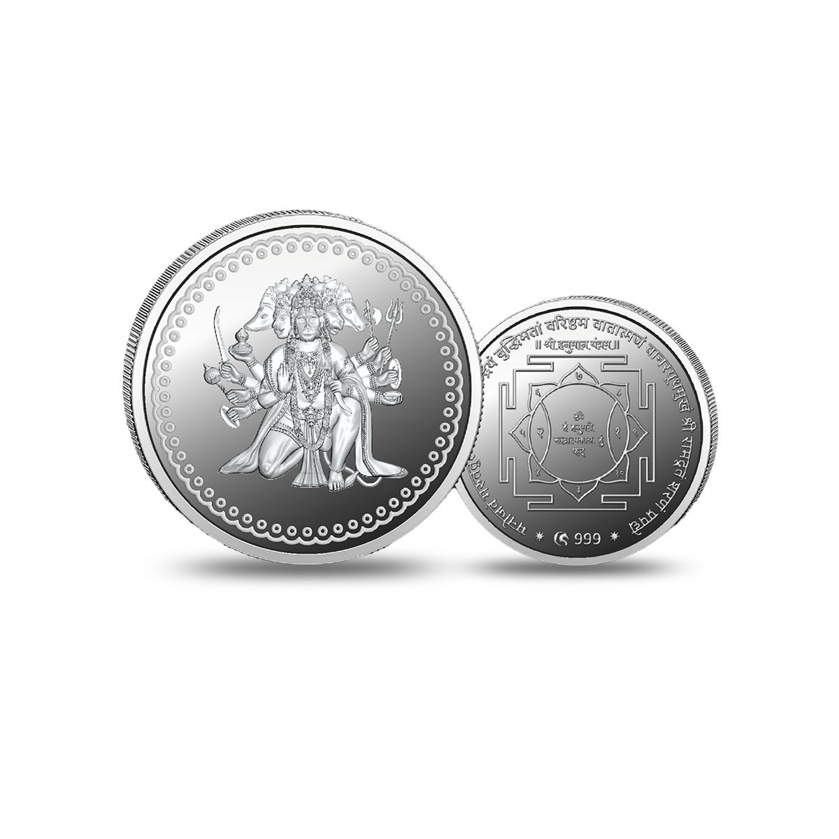 Panchmukhi Silver Coin 999 purity with traditional divine design