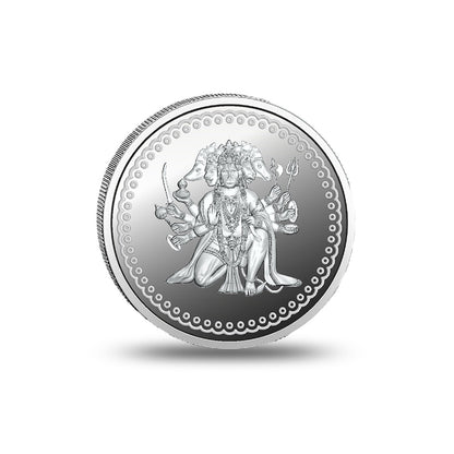 Close view of Panchmukhi Silver Coin with fine craftsmanship