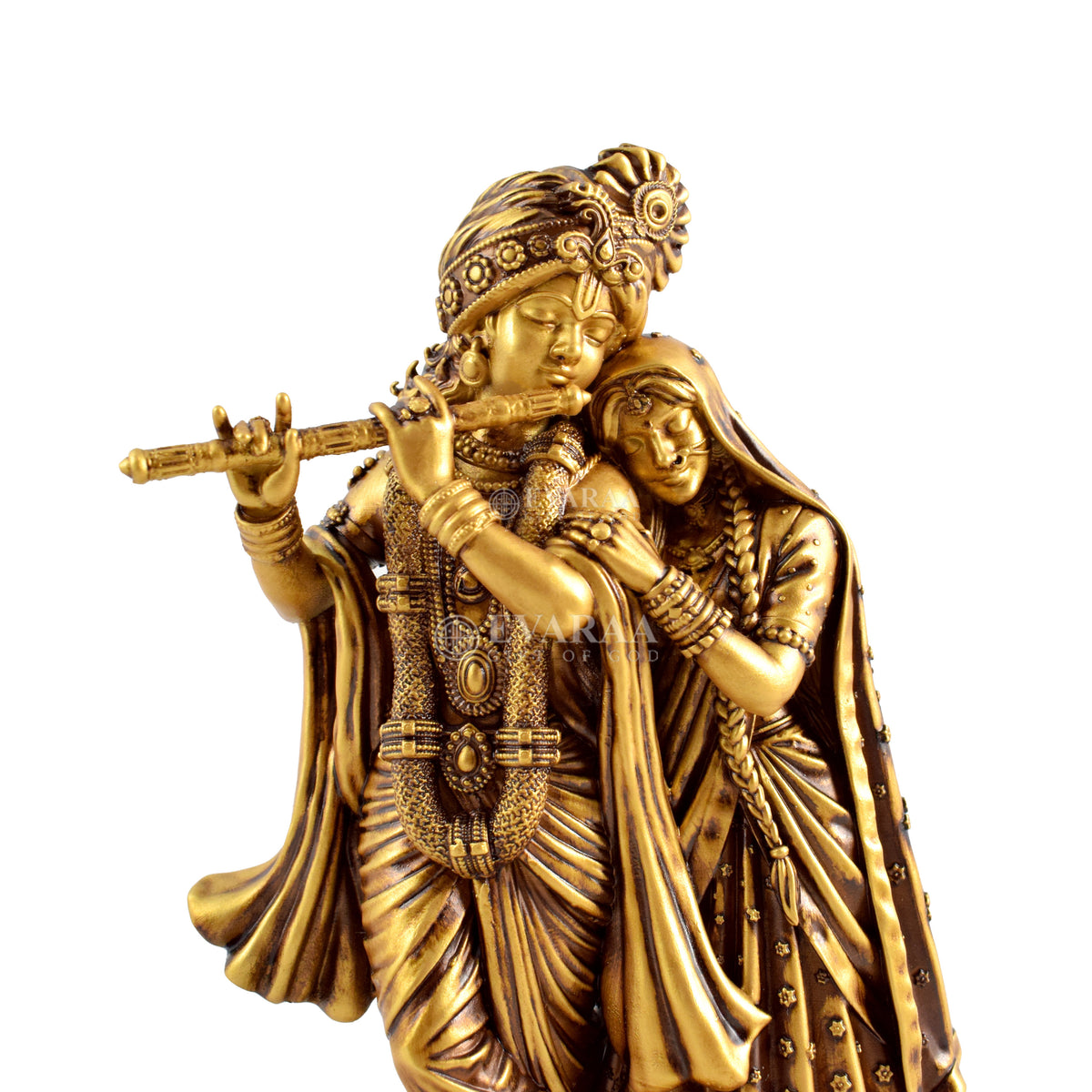 Close view of Radha Krishna Idol with fine artistic details