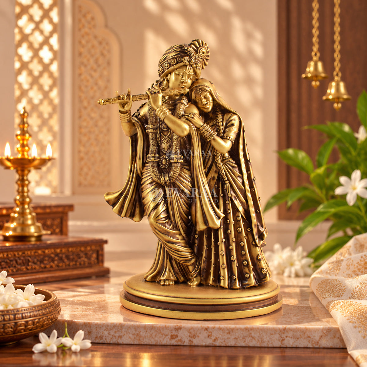 Radha Krishna Idol with beautiful traditional design for home decor