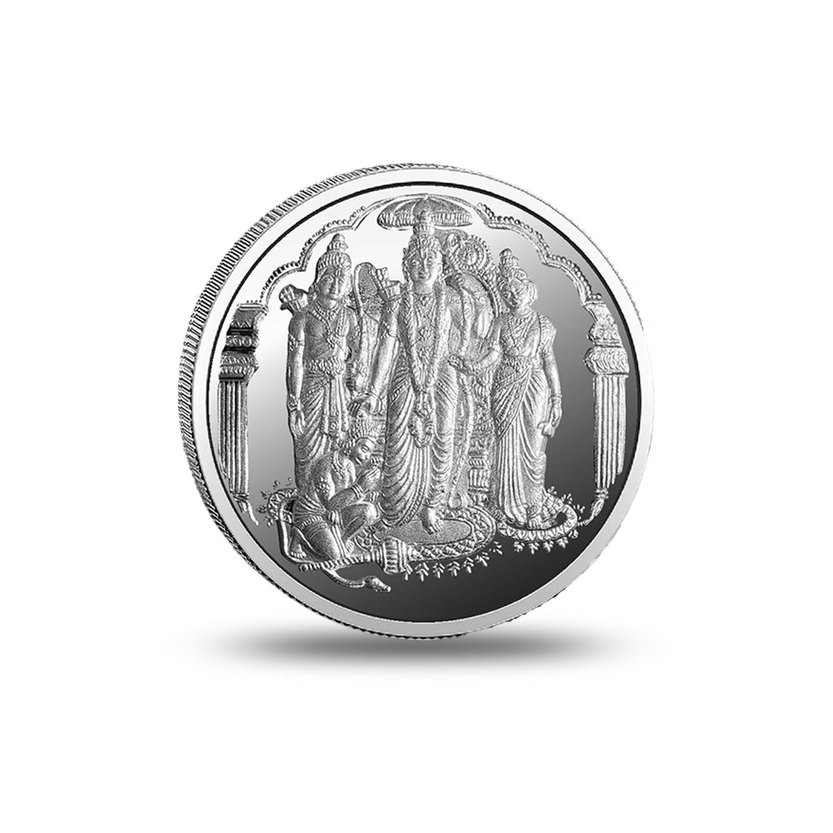 Close view of Ram Darbar Silver Coin showing fine craftsmanship