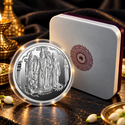 Ram Darbar Silver Coin with premium gift packaging