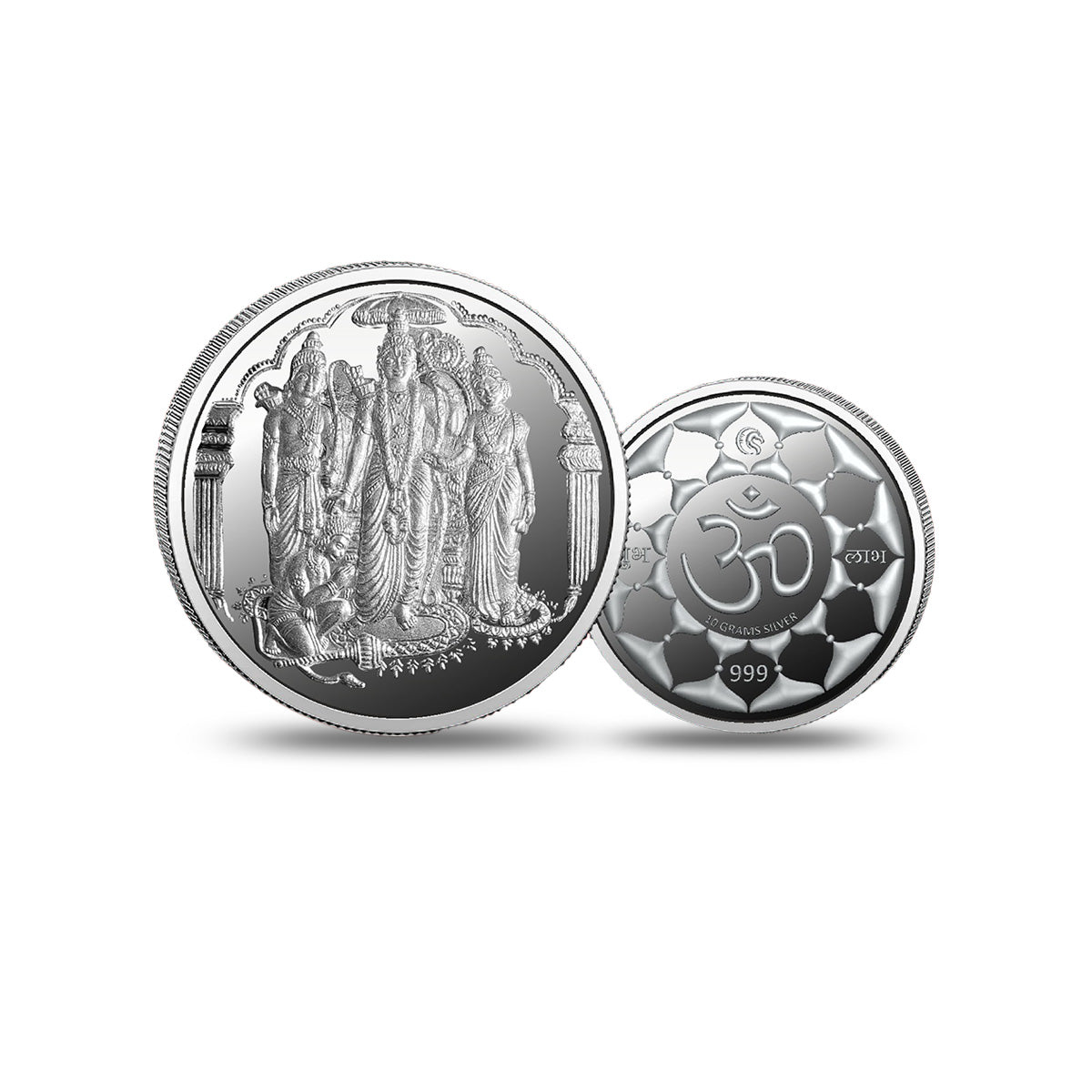 Ram Darbar Standing Silver Coin 999 purity with Lord Ram family design
