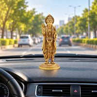 Ram Ji Idol placed on car dashboard for spiritual decoration