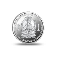 Close view of Santoshi Mata Silver Coin with fine craftsmanship