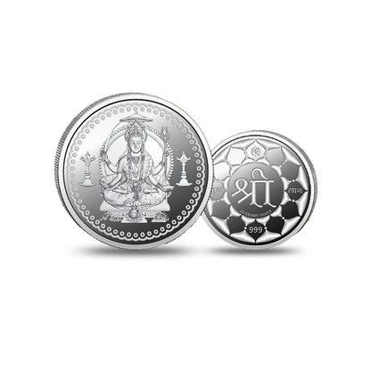 Santoshi Mata Silver Coin 999 purity with Goddess Santoshi Mata design