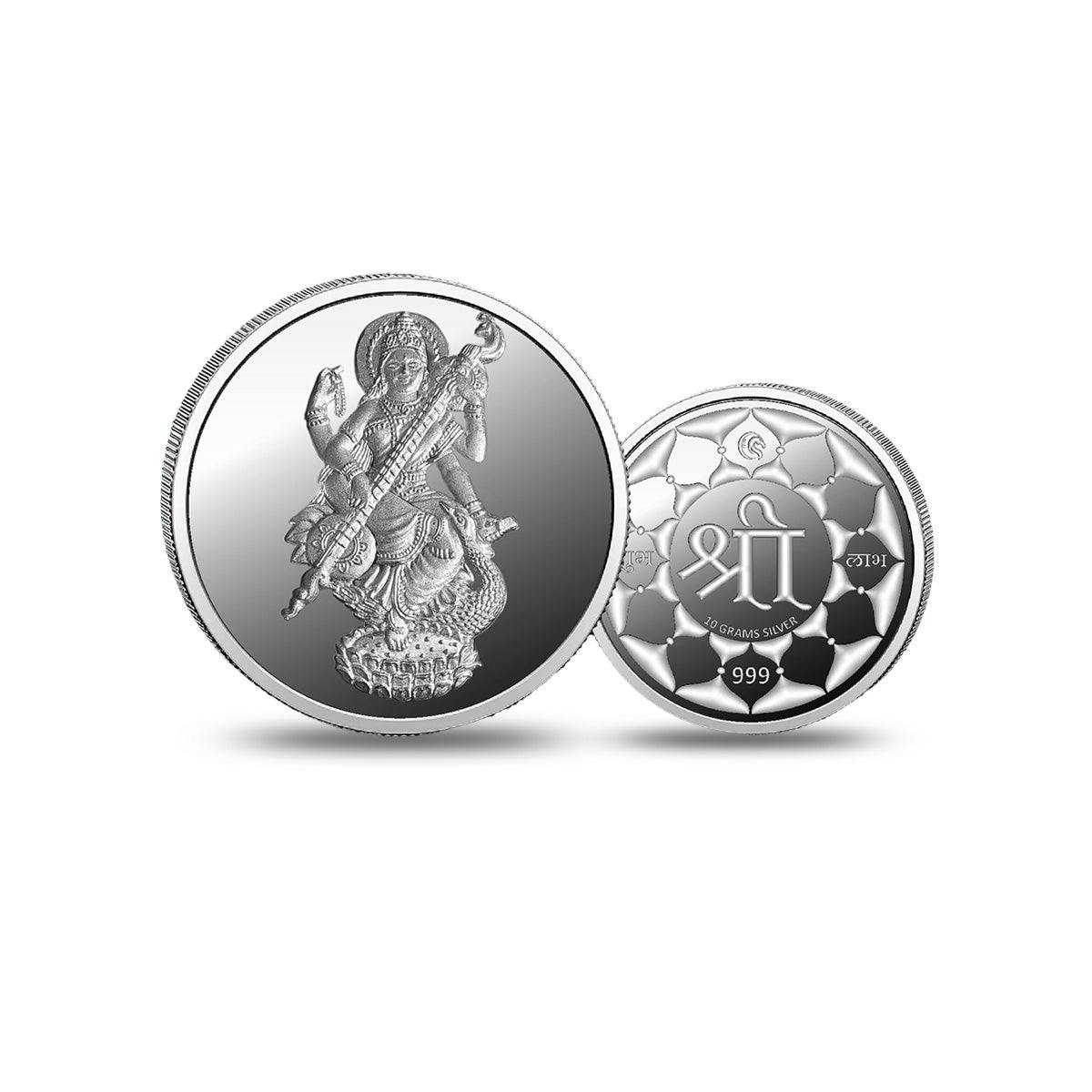 Saraswati Mata Old Model Silver Coin 999 purity with traditional Goddess Saraswati design