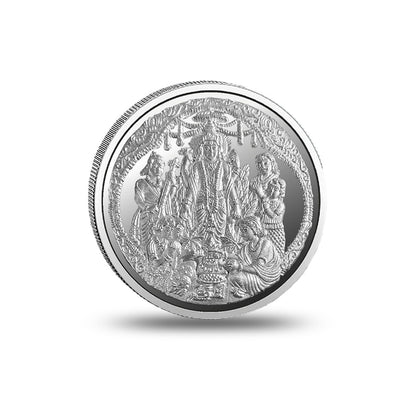 Close view of Satyanarayana Silver Coin with fine craftsmanship