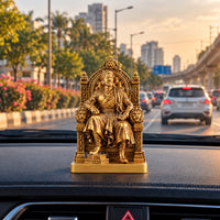 Chhatrapati Shivaji Maharaj Idol placed on car dashboard for decoration
