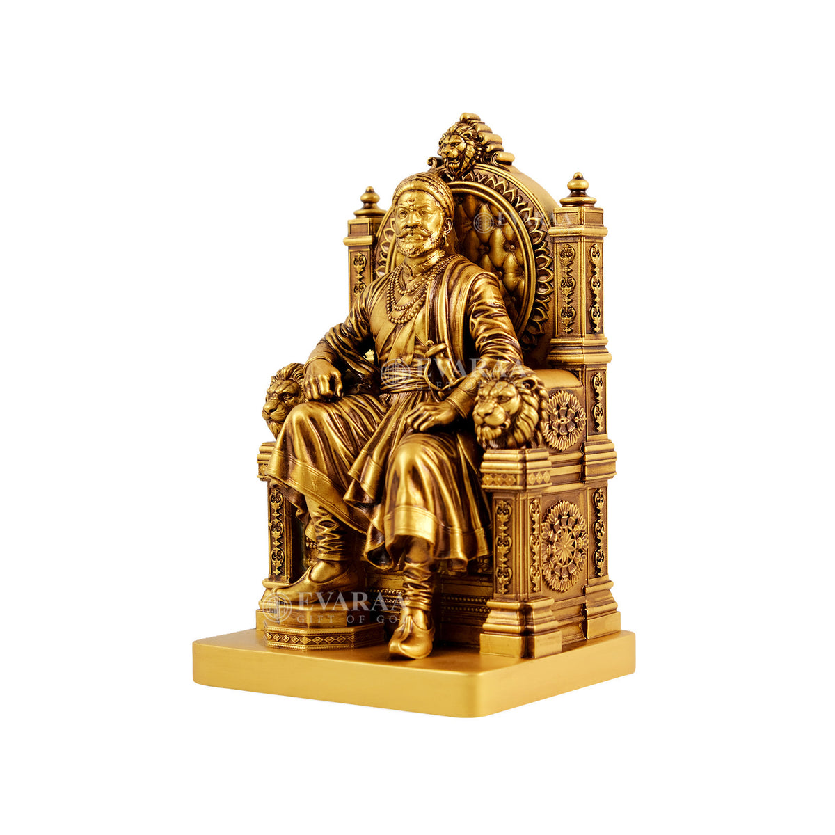 Side view of Chhatrapati Shivaji Maharaj statue highlighting detailed design
