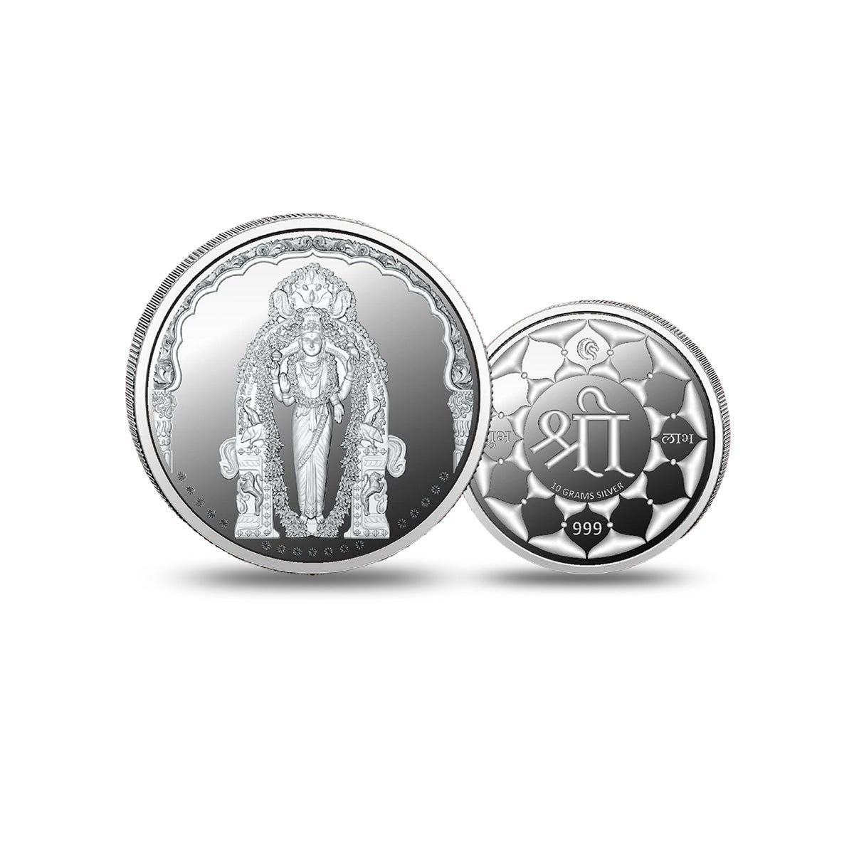 Vasavi Mata Silver Coin 999 showing front and reverse coin designs