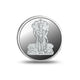 Close-up of the Lord Vishnu design engraved on a silver coin